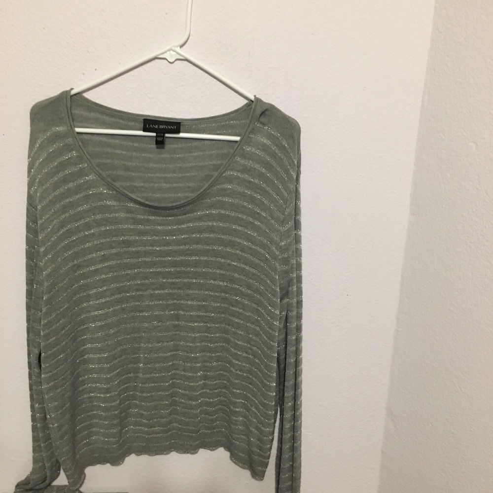 Lane Bryant 22/24 grey & silver striped sweater